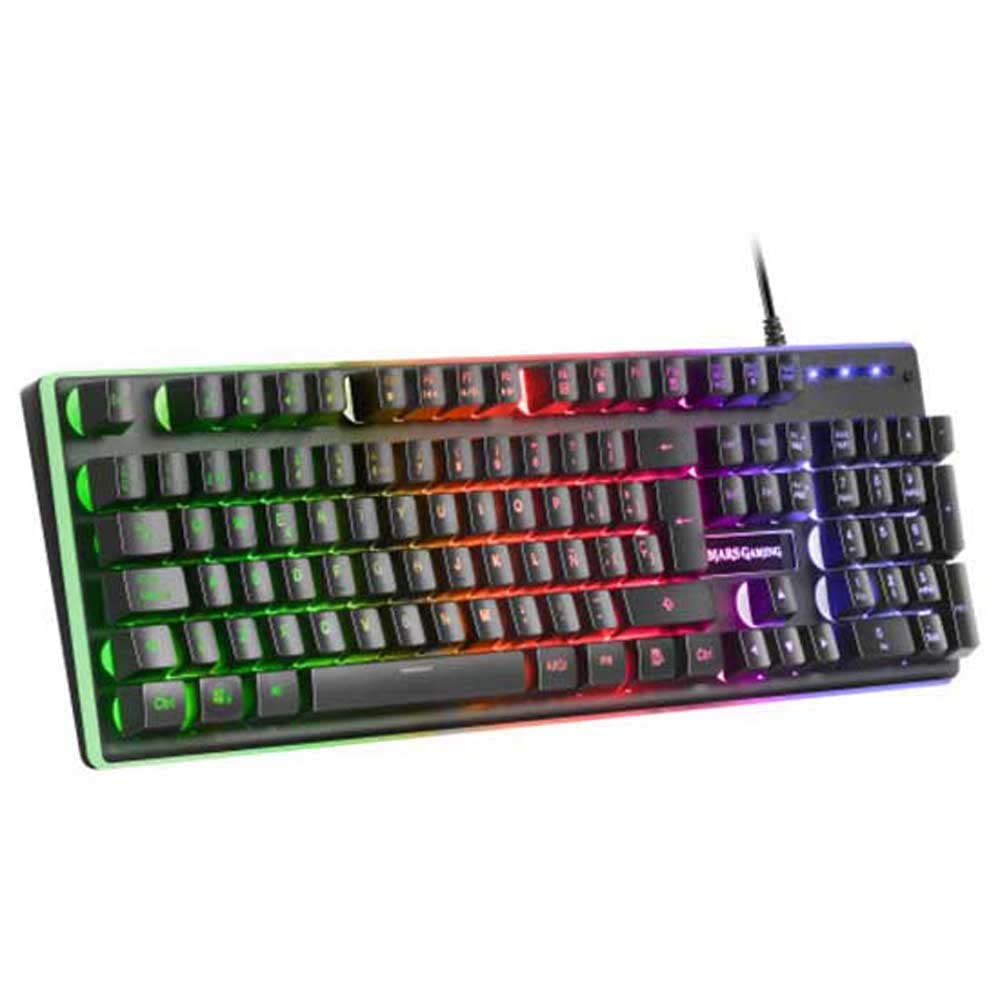 Mars Gaming MCP124, Layout Espanhol, Combo Gaming 3em1, Teclado Ergonômico H-Mech LED RGB, Mouse RGB 3200DPI Switches HUANO, Mousepad Nanotêxtil 360x260mm, Compatibilidade Multiplataforma, Preto