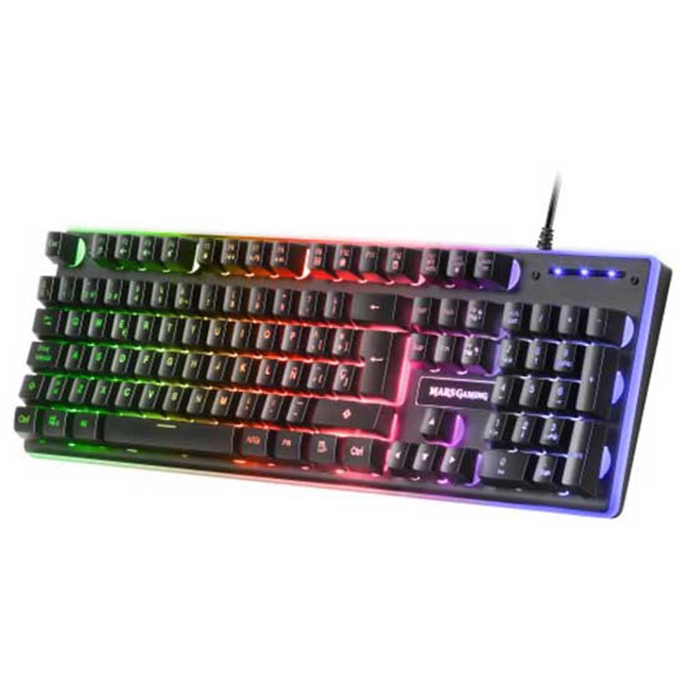 Mars Gaming MCP124, Layout Espanhol, Combo Gaming 3em1, Teclado Ergonômico H-Mech LED RGB, Mouse RGB 3200DPI Switches HUANO, Mousepad Nanotêxtil 360x260mm, Compatibilidade Multiplataforma, Preto