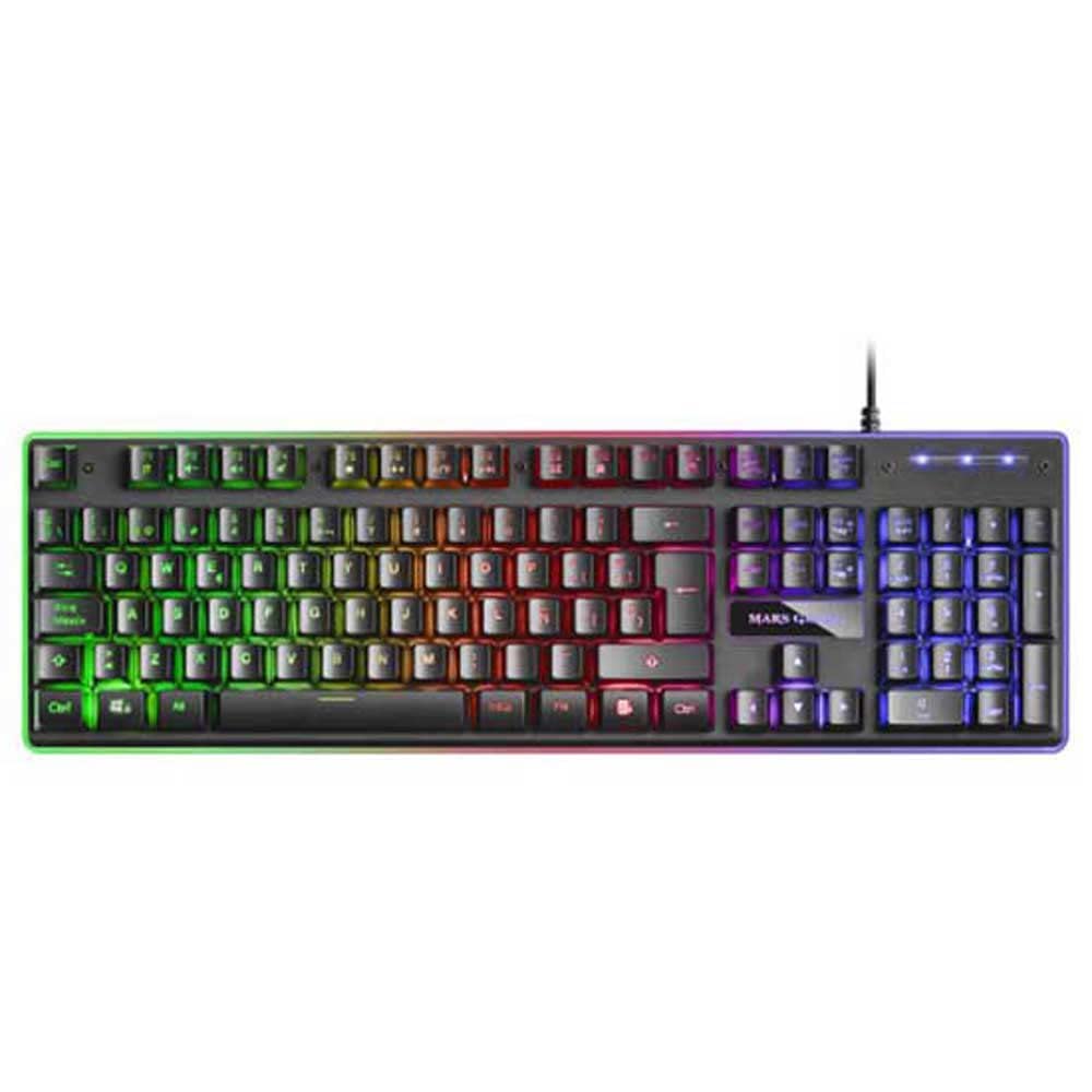 Mars Gaming MCP124, Layout Espanhol, Combo Gaming 3em1, Teclado Ergonômico H-Mech LED RGB, Mouse RGB 3200DPI Switches HUANO, Mousepad Nanotêxtil 360x260mm, Compatibilidade Multiplataforma, Preto