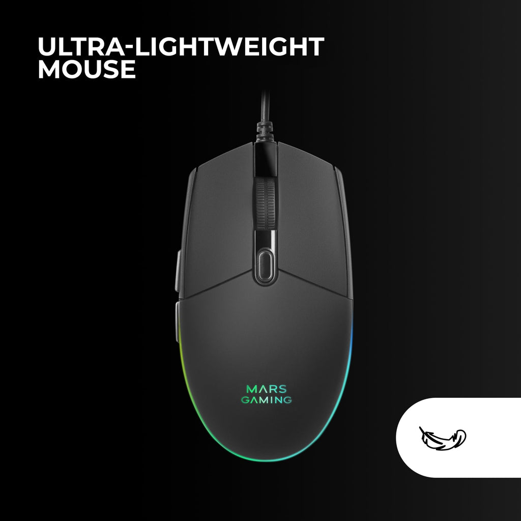 Mars Gaming MCP124, Layout Espanhol, Combo Gaming 3em1, Teclado Ergonômico H-Mech LED RGB, Mouse RGB 3200DPI Switches HUANO, Mousepad Nanotêxtil 360x260mm, Compatibilidade Multiplataforma, Preto
