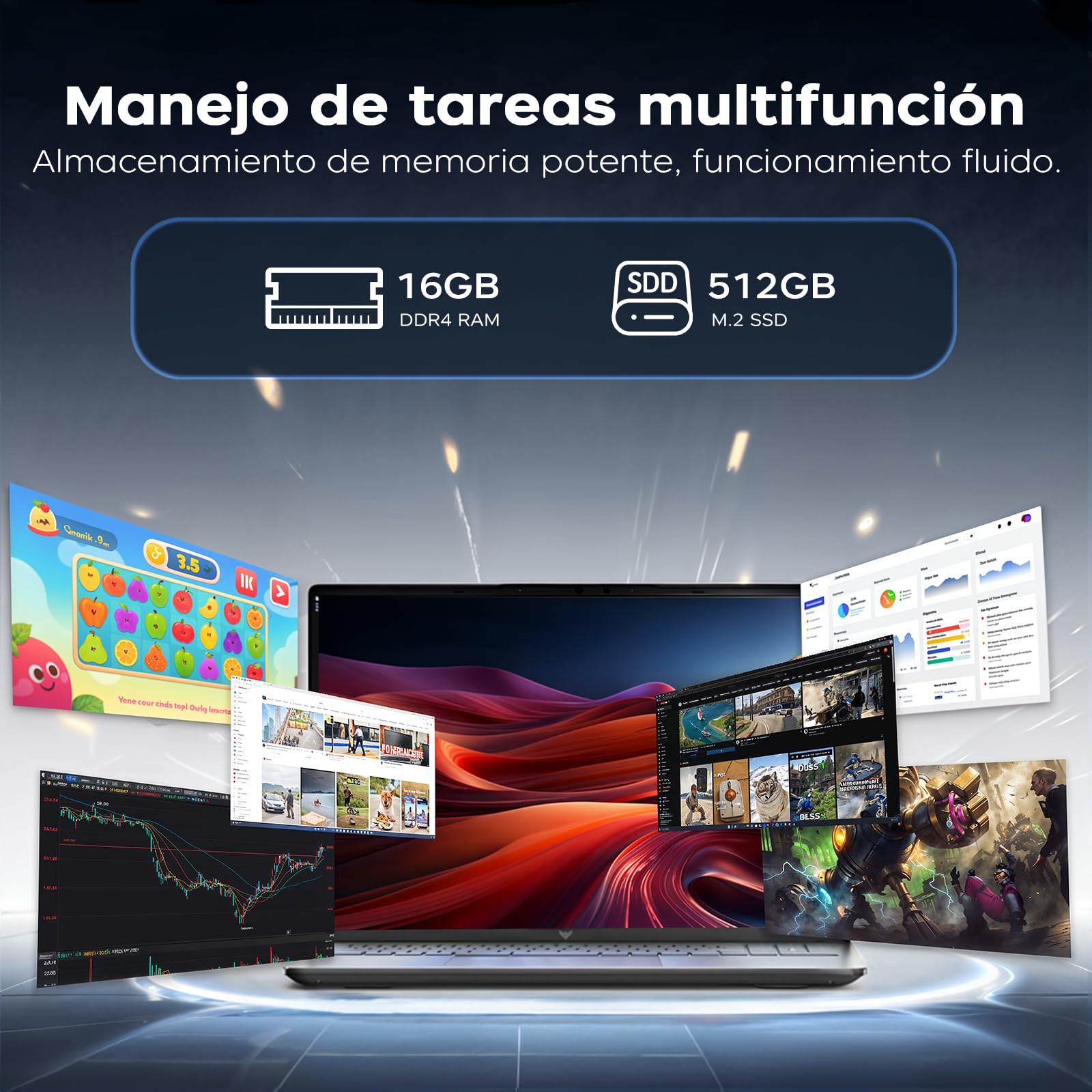 ACEMAGIC 16" FHD Notebook Ryzen 4300U até 3,7 GHz (Superior ao N95/3500U/3200U) Laptop 16GB RAM 512GB SSD Expansível a 2TB, Dobrável 180°, HDMI, Type-C, Computador para Escritório, Estudo e Uso Doméstico