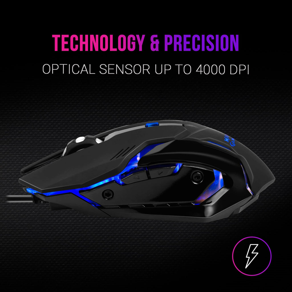 Mars Gaming MCP124, Layout Espanhol, Combo Gaming 3em1, Teclado Ergonômico H-Mech LED RGB, Mouse RGB 3200DPI Switches HUANO, Mousepad Nanotêxtil 360x260mm, Compatibilidade Multiplataforma, Preto