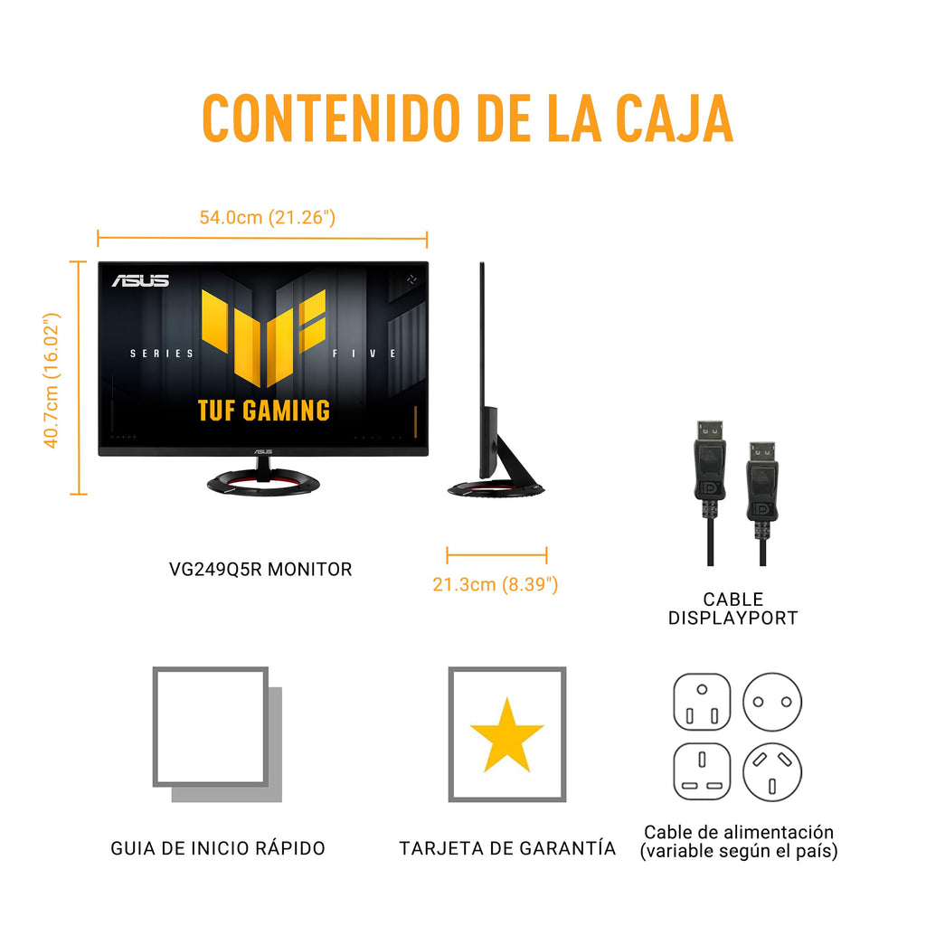 ASUS TUF Gaming VG249Q5R - Monitor Fast IPS Full HD de 23,8" | 200 Hz, Fast IPS, ELMB, 0,3 ms GTG (mín), Alto-falante Estéreo, DisplayWidget Center, IA Visual