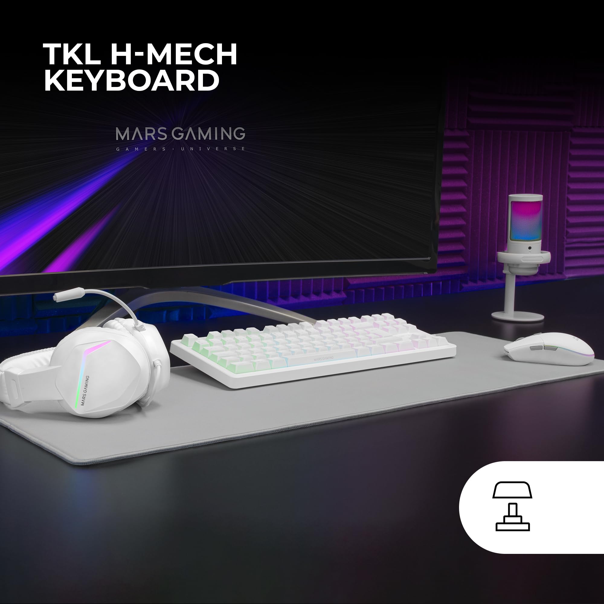 Mars Gaming MCP124, Layout Espanhol, Combo Gaming 3em1, Teclado Ergonômico H-Mech LED RGB, Mouse RGB 3200DPI Switches HUANO, Mousepad Nanotêxtil 360x260mm, Compatibilidade Multiplataforma, Preto