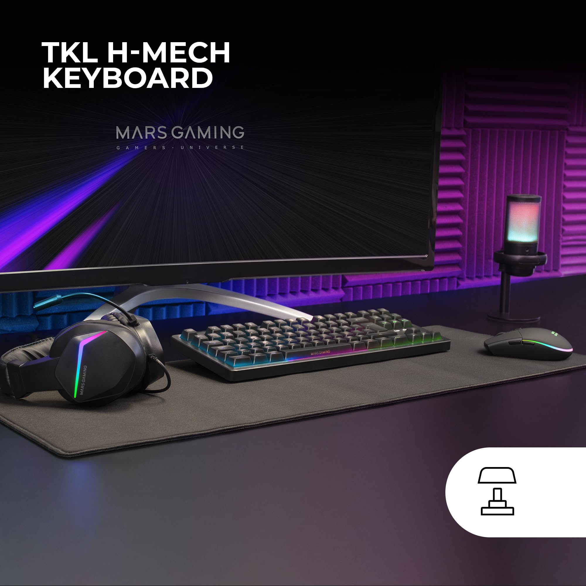 Mars Gaming MCP124, Layout Espanhol, Combo Gaming 3em1, Teclado Ergonômico H-Mech LED RGB, Mouse RGB 3200DPI Switches HUANO, Mousepad Nanotêxtil 360x260mm, Compatibilidade Multiplataforma, Preto