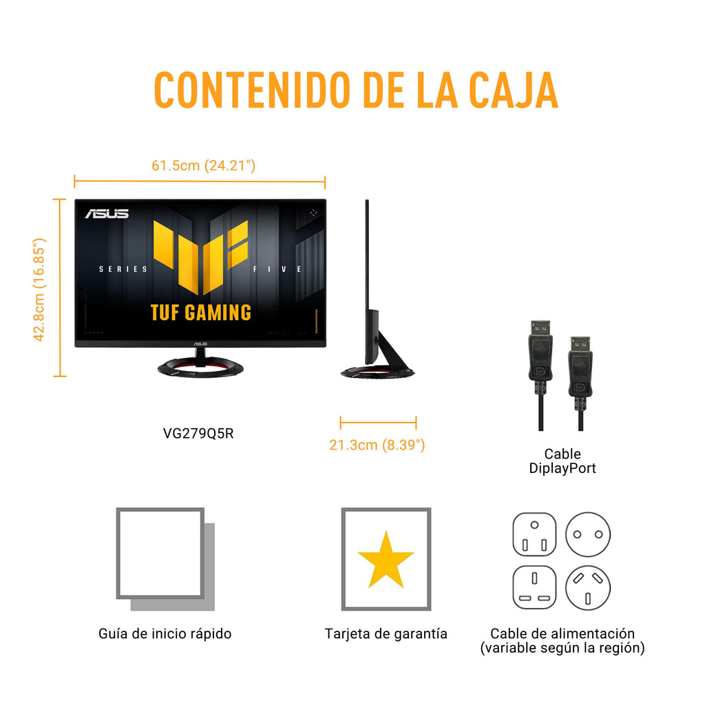 ASUS TUF Gaming VG249Q5R - Monitor Fast IPS Full HD de 23,8" | 200 Hz, Fast IPS, ELMB, 0,3 ms GTG (mín), Alto-falante Estéreo, DisplayWidget Center, IA Visual