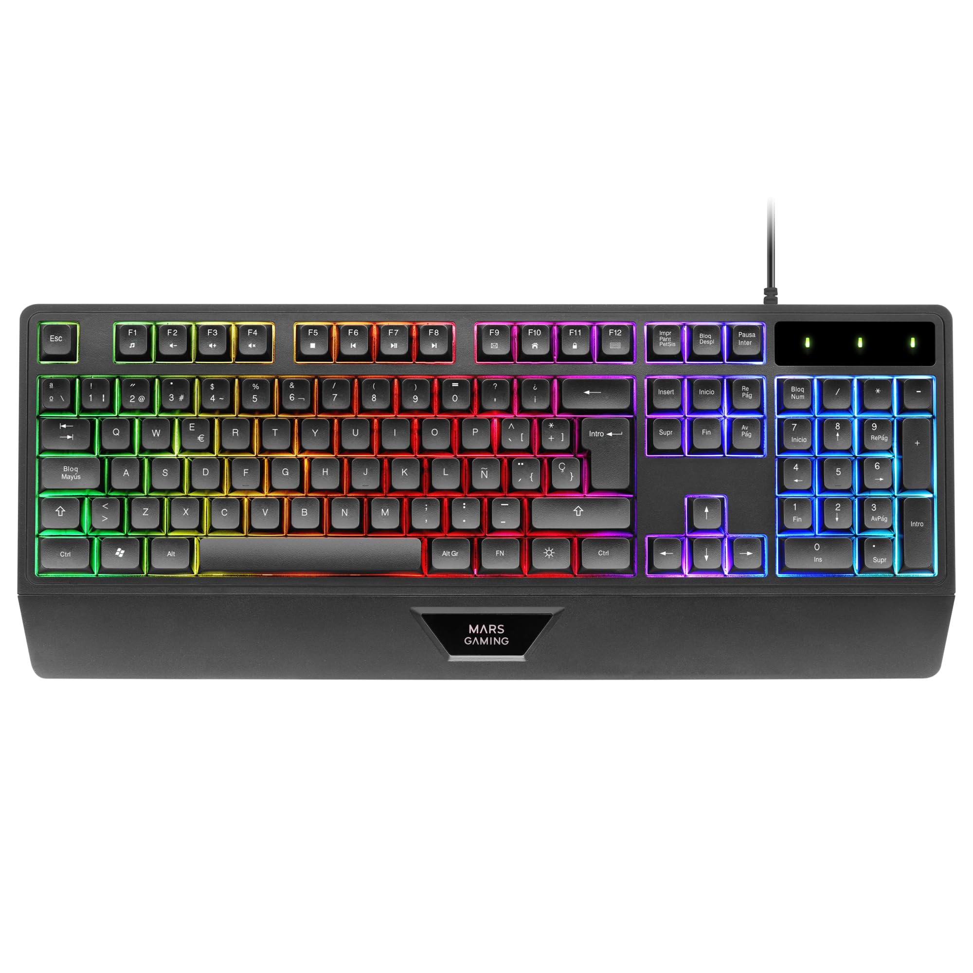 Mars Gaming MCP124, Layout Espanhol, Combo Gaming 3em1, Teclado Ergonômico H-Mech LED RGB, Mouse RGB 3200DPI Switches HUANO, Mousepad Nanotêxtil 360x260mm, Compatibilidade Multiplataforma, Preto