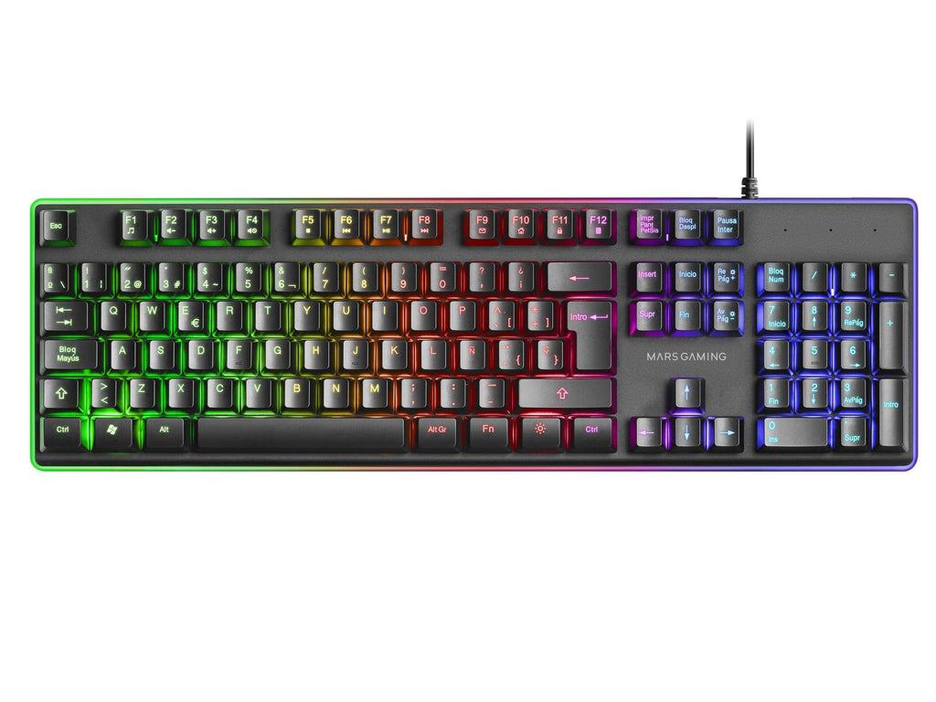 Mars Gaming MCP124, Layout Espanhol, Combo Gaming 3em1, Teclado Ergonômico H-Mech LED RGB, Mouse RGB 3200DPI Switches HUANO, Mousepad Nanotêxtil 360x260mm, Compatibilidade Multiplataforma, Preto