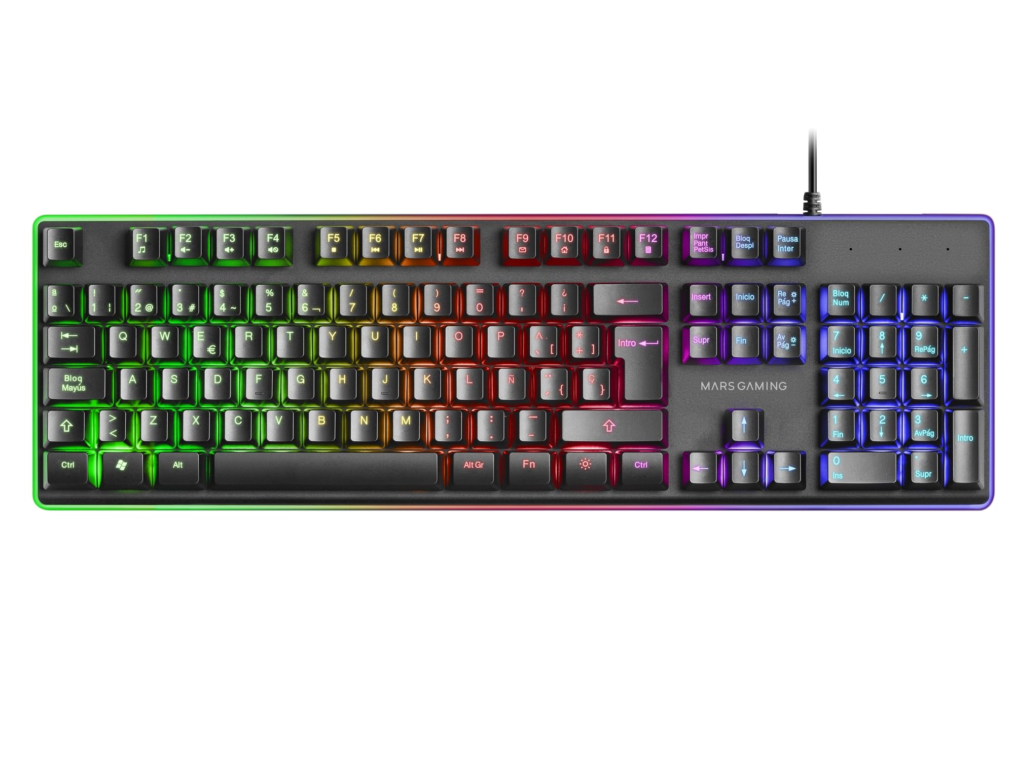 Mars Gaming MCP124, Layout Espanhol, Combo Gaming 3em1, Teclado Ergonômico H-Mech LED RGB, Mouse RGB 3200DPI Switches HUANO, Mousepad Nanotêxtil 360x260mm, Compatibilidade Multiplataforma, Preto