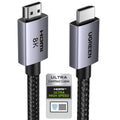 Cabo HDMI 8K UGREEN 2.1 Certificado 8K 60Hz 4K 240Hz 48Gbps (2M) | Ultra Alta Velocidade Alumínio eARC HDCP HDR Dinâmico Dolby Atmos Compatível com Monitor HDTV PS5 PS4 Xbox PC