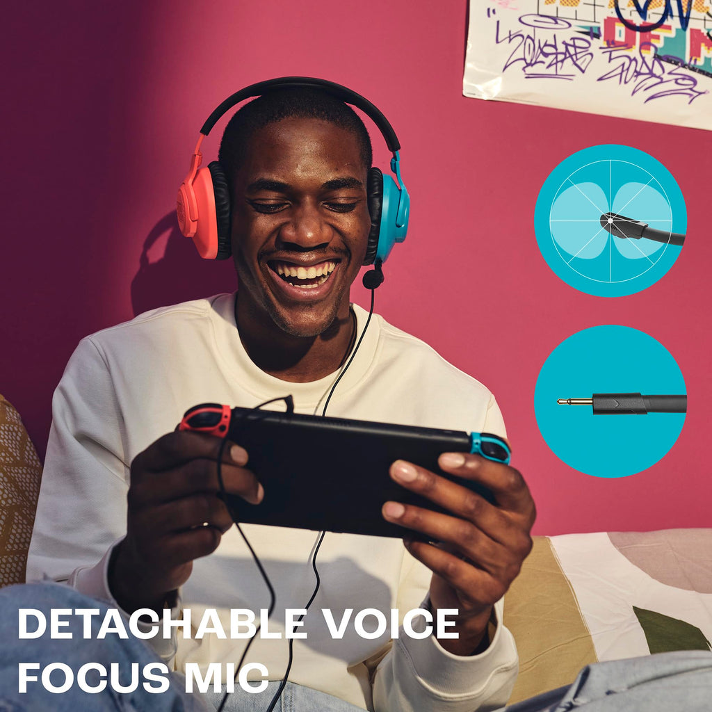 JBL Quantum 100M2 Headset Circumaural para Gaming, JBL QuantumSOUND Signature, Cabo de Áudio 3,5 mm, Compatível com Múltiplas Plataformas, Microfone Removível, Função Mudo, Preto