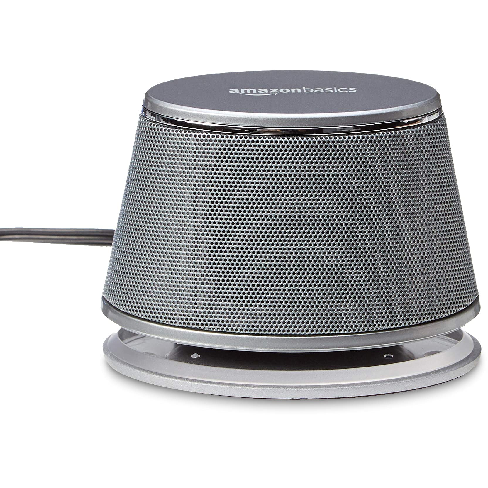 Amazon Basics Caixa de Som 2.0 para PC ou Notebook, Entrada Auxiliar de 3,5 mm, Alimentação USB, 1 Par, Cor Preta