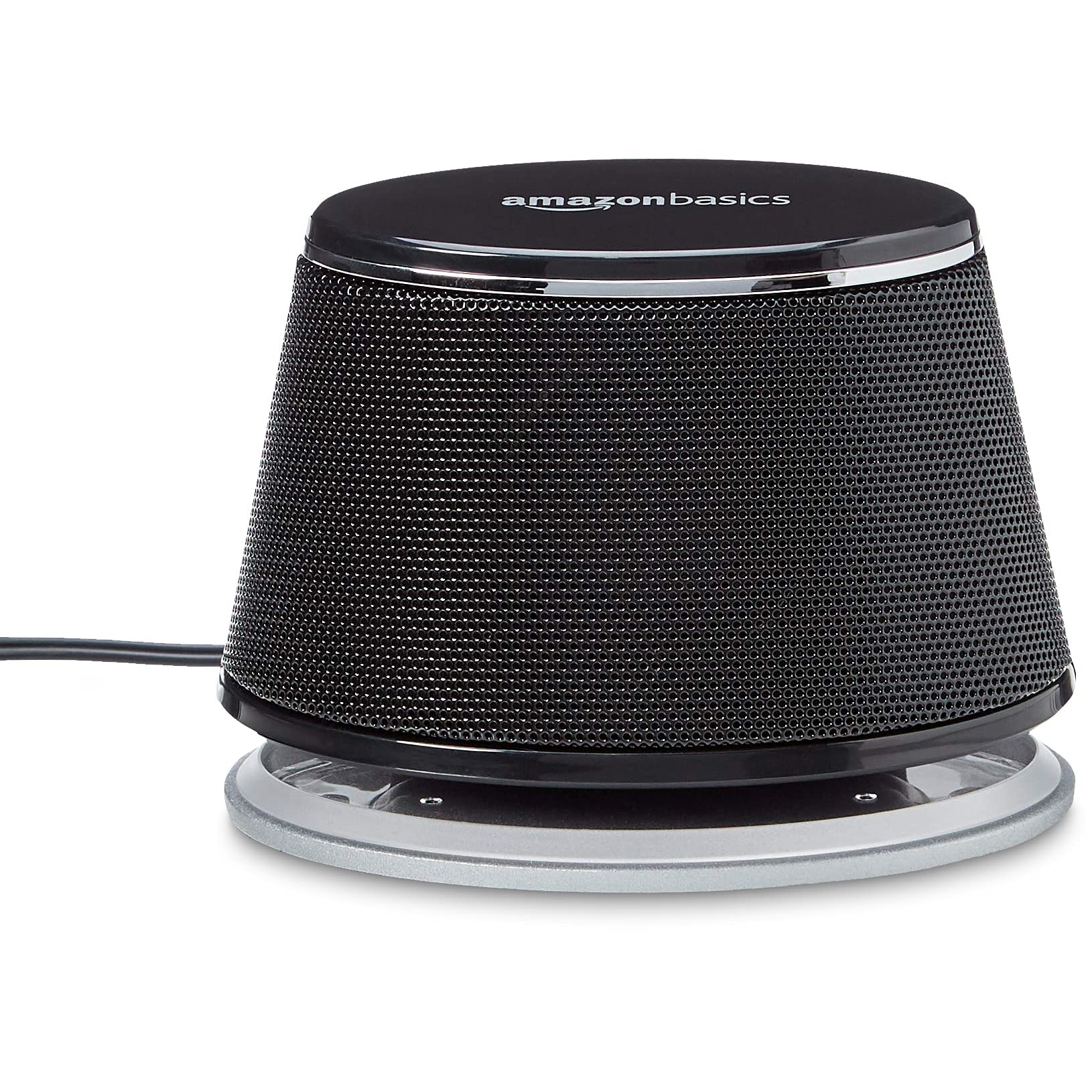 Amazon Basics Caixa de Som 2.0 para PC ou Notebook, Entrada Auxiliar de 3,5 mm, Alimentação USB, 1 Par, Cor Preta