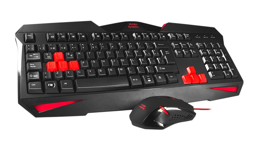 Mars Gaming MCP124, Layout Espanhol, Combo Gaming 3em1, Teclado Ergonômico H-Mech LED RGB, Mouse RGB 3200DPI Switches HUANO, Mousepad Nanotêxtil 360x260mm, Compatibilidade Multiplataforma, Preto