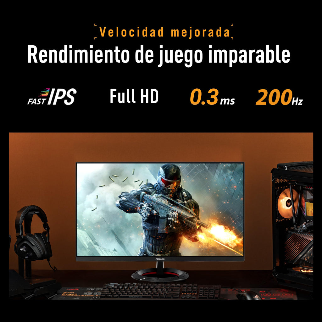 ASUS TUF Gaming VG249Q5R - Monitor Fast IPS Full HD de 23,8" | 200 Hz, Fast IPS, ELMB, 0,3 ms GTG (mín), Alto-falante Estéreo, DisplayWidget Center, IA Visual