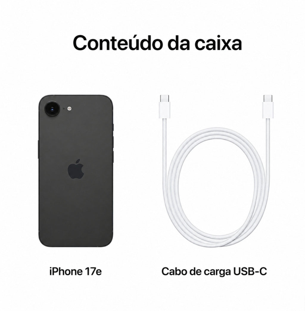 Apple iPhone 17e 256 GB: Tela Super Retina XDR de 6,1", Chip A19, Bateria para o Dia Todo, Câmera Fusion de 48 MP; Preto