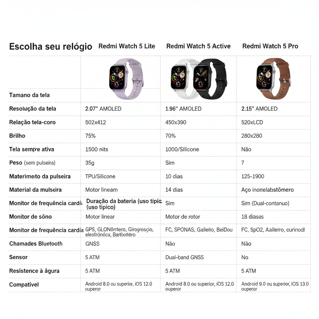 XIAOMI Redmi Watch 5 Active, Chamadas Bluetooth, Tela LCD de 2 Polegadas, Monitor de Frequência Cardíaca, 140 Modos Esportivos, até 18 dias de autonomia, Prata