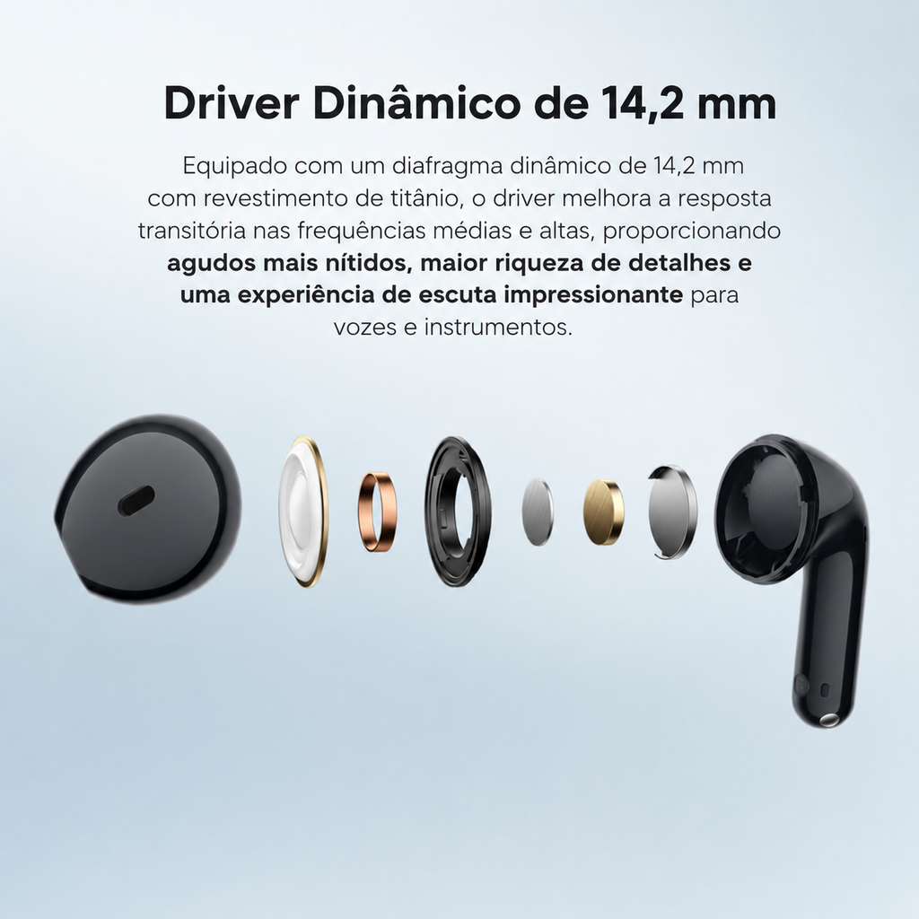 XIAOMI REDMI Buds 8 Active - TWS Bluetooth Semi-intra-auricular, Driver de Titânio de 14,2 mm, Graves Potentes, 37h de Autonomia, Conexão Dual em 2 Dispositivos, 5 EQ, Bluetooth 5.4, IP54, Preto