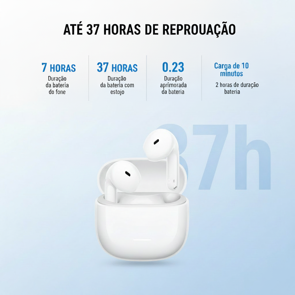 XIAOMI REDMI Buds 8 Active - TWS Bluetooth Semi-intra-auricular, Driver de Titânio de 14,2 mm, Graves Potentes, 37h de Autonomia, Conexão Dual em 2 Dispositivos, 5 EQ, Bluetooth 5.4, IP54, Preto